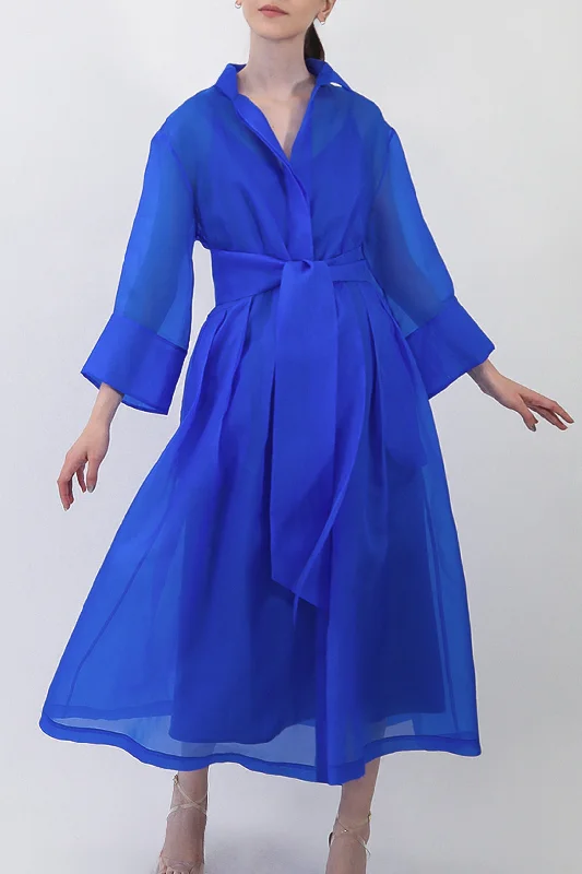 GABRIELLE DRESS IN SILK ORGANZA IMPERIAL BLUE