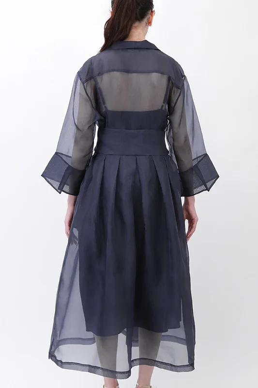 GABRIELLE DRESS IN SILK ORGANZA NAVY