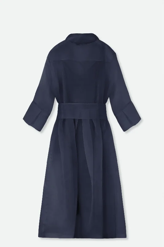 GABRIELLE DRESS IN SILK ORGANZA NAVY