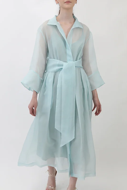 GABRIELLE DRESS IN SILK ORGANZA SEABREEZE