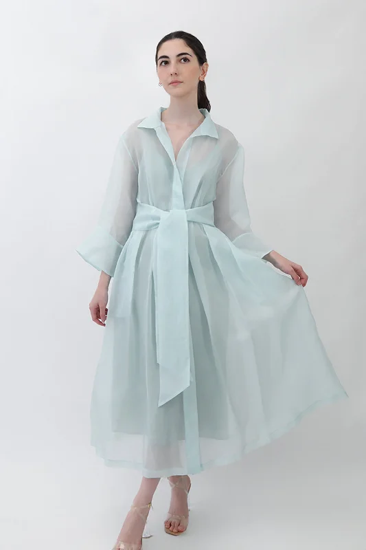 GABRIELLE DRESS IN SILK ORGANZA SEABREEZE