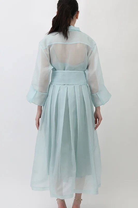 GABRIELLE DRESS IN SILK ORGANZA SEABREEZE