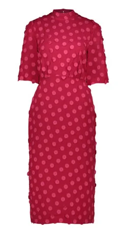 Cerise Dotted Midi Dress