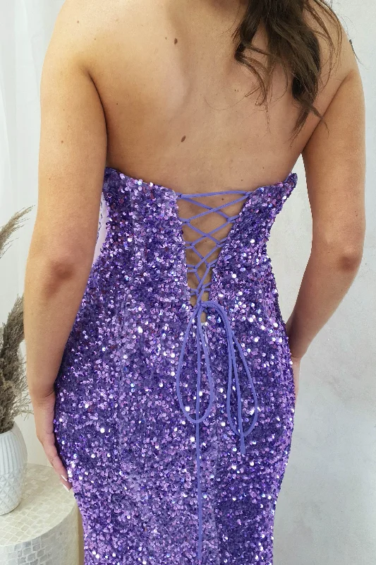 Katri Sequin Strapless Gown | Lavendar